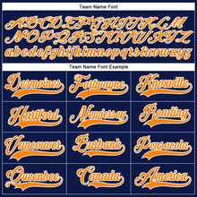 Load image into Gallery viewer, Custom Navy Bay Orange-White Hockey Lace Neck Jersey
