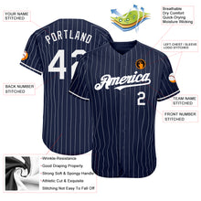 Load image into Gallery viewer, Custom Navy White Pinstripe Authentic Baseball Jersey
