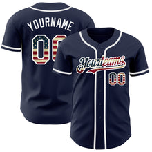 Load image into Gallery viewer, Custom Navy Vintage USA Flag-White Authentic Baseball Jersey

