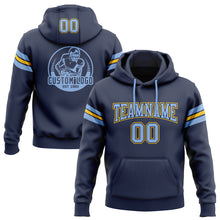 Load image into Gallery viewer, Custom Stitched Navy Light Blue-Yellow Football Pullover Sweatshirt Hoodie
