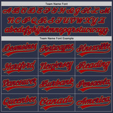 Load image into Gallery viewer, Custom Navy Red-Old Gold Authentic Throwback Baseball Jersey
