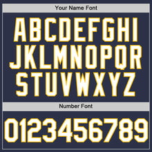 Load image into Gallery viewer, Custom Navy White-Gold Authentic Throwback Baseball Jersey
