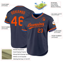 Load image into Gallery viewer, Custom Navy Orange-Blue Authentic Throwback Baseball Jersey
