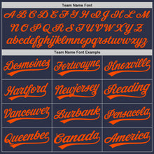 Load image into Gallery viewer, Custom Navy Orange-Blue Authentic Throwback Baseball Jersey
