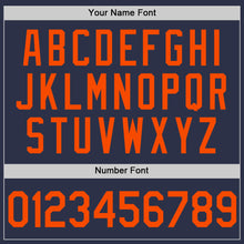 Load image into Gallery viewer, Custom Navy Orange-Blue Authentic Throwback Baseball Jersey

