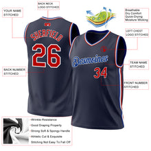Load image into Gallery viewer, Custom Navy Red-Royal Authentic Throwback Basketball Jersey
