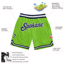 Load image into Gallery viewer, Custom Neon Green White Pinstripe Navy-White Authentic Basketball Shorts
