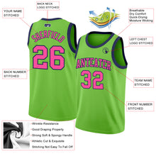 Load image into Gallery viewer, Custom Neon Green Pink-Navy Authentic Basketball Jersey
