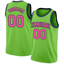 Load image into Gallery viewer, Custom Neon Green Pink-Navy Authentic Basketball Jersey
