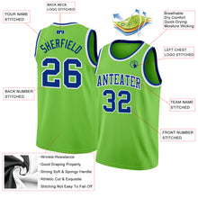 Load image into Gallery viewer, Custom Neon Green Royal-White Authentic Basketball Jersey
