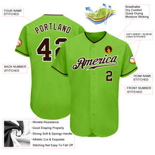 Load image into Gallery viewer, Custom Neon Green Brown-White Authentic Baseball Jersey
