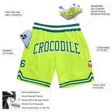 Load image into Gallery viewer, Custom Neon Green Kelly Green-White Authentic Throwback Basketball Shorts
