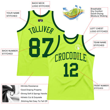 Custom Neon Green Green Authentic Throwback Basketball Jersey