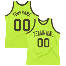 Load image into Gallery viewer, Custom Neon Green Olive Authentic Throwback Basketball Jersey
