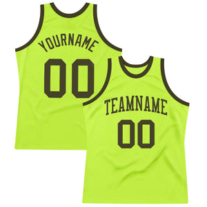 Custom Neon Green Olive Authentic Throwback Basketball Jersey