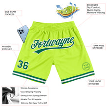 Load image into Gallery viewer, Custom Neon Green Kelly Green-White Authentic Throwback Basketball Shorts
