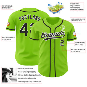 Custom Neon Green Black-White Authentic Baseball Jersey