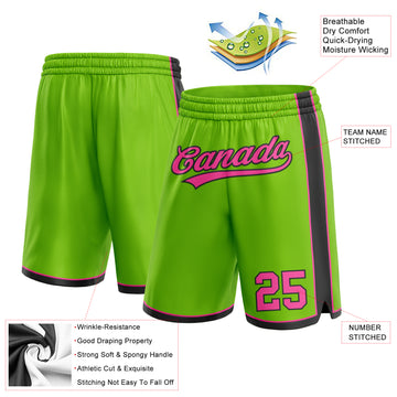 Custom Neon Green Pink-Black Authentic Basketball Shorts