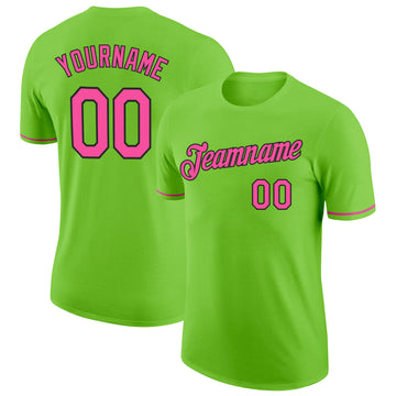 Custom Neon Green Pink-Black Performance T-Shirt