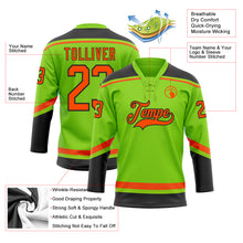 Load image into Gallery viewer, Custom Neon Green Orange-Black Hockey Lace Neck Jersey
