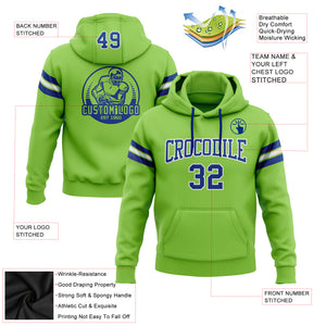 Custom Stitched Neon Green Royal-White Football Pullover Sweatshirt Hoodie