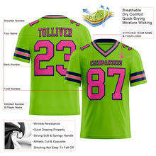 Load image into Gallery viewer, Custom Neon Green Pink-Navy Mesh Authentic Football Jersey
