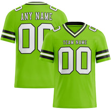Load image into Gallery viewer, Custom Neon Green White-Black Authentic Football Jersey

