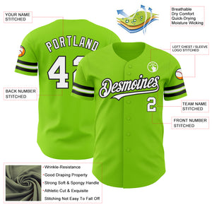 Custom Neon Green White-Black Authentic Baseball Jersey