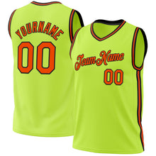 Load image into Gallery viewer, Custom Neon Green Orange-Black Authentic Throwback Basketball Jersey
