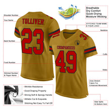 Load image into Gallery viewer, Custom Old Gold Red-Black Mesh Authentic Football Jersey
