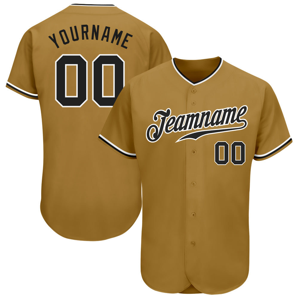Custom Old Gold Black-White Authentic Baseball Jersey Sale– Fcustom