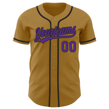 Load image into Gallery viewer, Custom Old Gold Purple-Black Authentic Baseball Jersey
