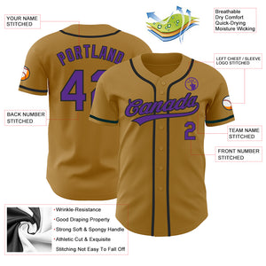 Custom Old Gold Purple-Black Authentic Baseball Jersey