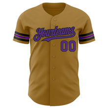 Load image into Gallery viewer, Custom Old Gold Purple-Black Authentic Baseball Jersey
