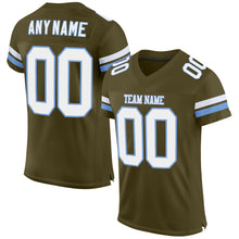 Load image into Gallery viewer, Custom Olive White-Light Blue Mesh Authentic Salute To Service Football Jersey
