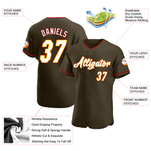 Custom Olive White-Gold Authentic Salute To Service Baseball Jersey