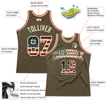 Load image into Gallery viewer, Custom Olive Vintage USA Flag-Cream Authentic Throwback Salute To Service  Basketball Jersey
