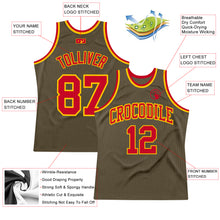 Load image into Gallery viewer, Custom Olive Red-Gold Authentic Throwback Salute To Service  Basketball Jersey
