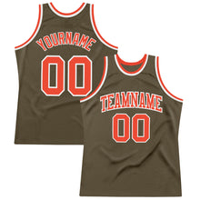 Load image into Gallery viewer, Custom Olive Orange-White Authentic Throwback Salute To Service  Basketball Jersey
