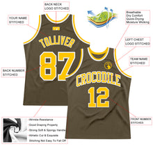 Load image into Gallery viewer, Custom Olive Gold-White Authentic Throwback Salute To Service  Basketball Jersey
