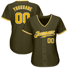 Load image into Gallery viewer, Custom Olive Gold-White Authentic Salute To Service Baseball Jersey
