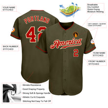 Load image into Gallery viewer, Custom Olive Red-Cream Authentic Salute To Service Baseball Jersey
