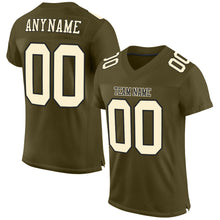 Load image into Gallery viewer, Custom Olive Cream-Black Mesh Authentic Salute To Service Football Jersey
