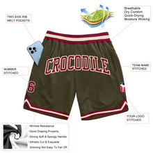 Load image into Gallery viewer, Custom Olive Maroon-Cream Authentic Throwback Salute To Service Basketball Shorts
