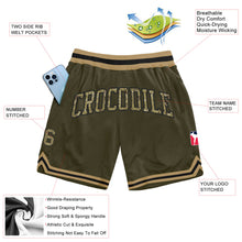 Load image into Gallery viewer, Custom Olive Camo Black-Old Gold Authentic Throwback Salute To Service Basketball Shorts
