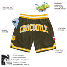 Load image into Gallery viewer, Custom Olive Gold-White Authentic Throwback Salute To Service Basketball Shorts
