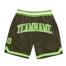 Load image into Gallery viewer, Custom Olive Neon Green-White Authentic Throwback Salute To Service Basketball Shorts
