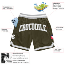 Load image into Gallery viewer, Custom Olive White-Gray Authentic Throwback Salute To Service Basketball Shorts

