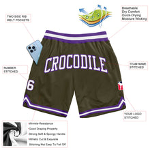 Load image into Gallery viewer, Custom Olive White-Purple Authentic Throwback Salute To Service Basketball Shorts
