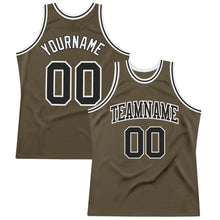 Load image into Gallery viewer, Custom Olive Black-White Authentic Throwback Salute To Service Basketball Jersey
